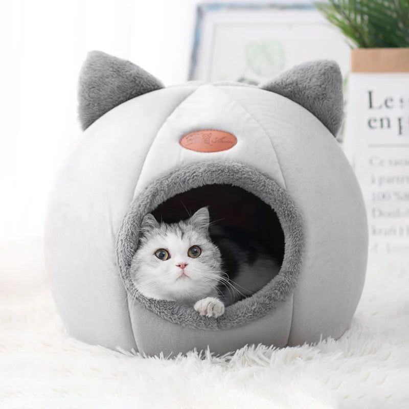 Luxe Katten Iglo Bed — Warm & Ademend met Afneembaar Kussen